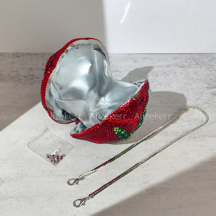 Alizekerr Rose en forme de cristal sacs de soirée femmes magnifique Chic strass fleur pochette sacs 