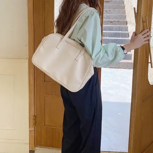 Sac à Main Souple en Cuir PU pour Femmes, Simple, Grande Capacité, à la Mode, Solide, Sous les Bras,