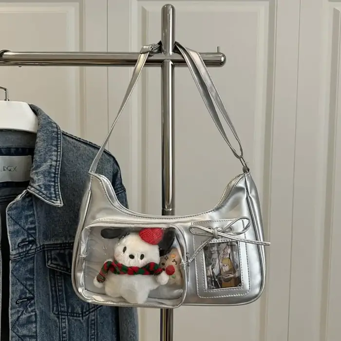 Y2K mignon nœud Ita sac fille Transparent sac de messager femmes mode épaule sac à bandoulière Ladys bricolage Badge sac fourre-tout Lolita sac à main
