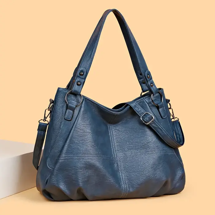 Sac à Main Simple en Cuir Souple de Grande Capacité pour Femme
