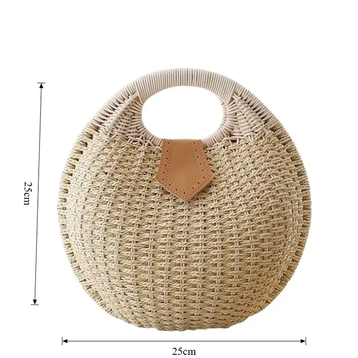 Sac demi-lune tressé pour femme, avec poignée supérieure, ajouré, style bohème coréen, idéal pour la plage et les vacances d'été