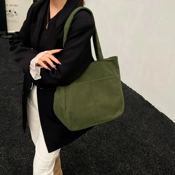 Velours côtelé couleur unie mode fourre-tout décontracté grande capacité 2025 haute qualité sacs pour femmes Simple