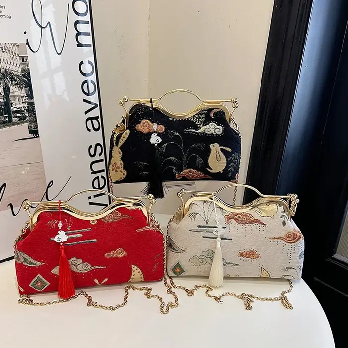 JOinitied-Pochette à franges vintage pour femme