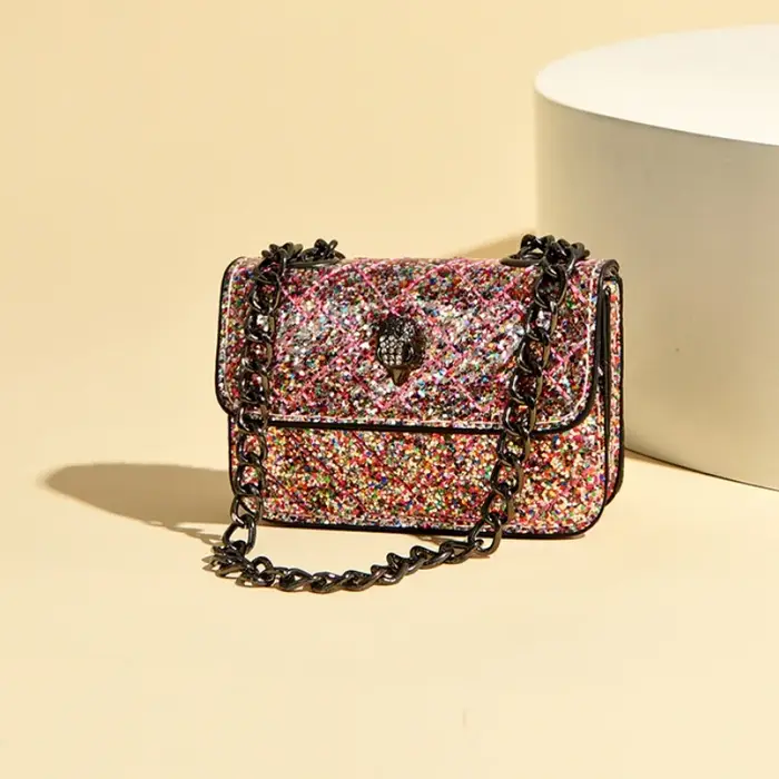 Sac à bandoulière matelassé à paillettes pour femme