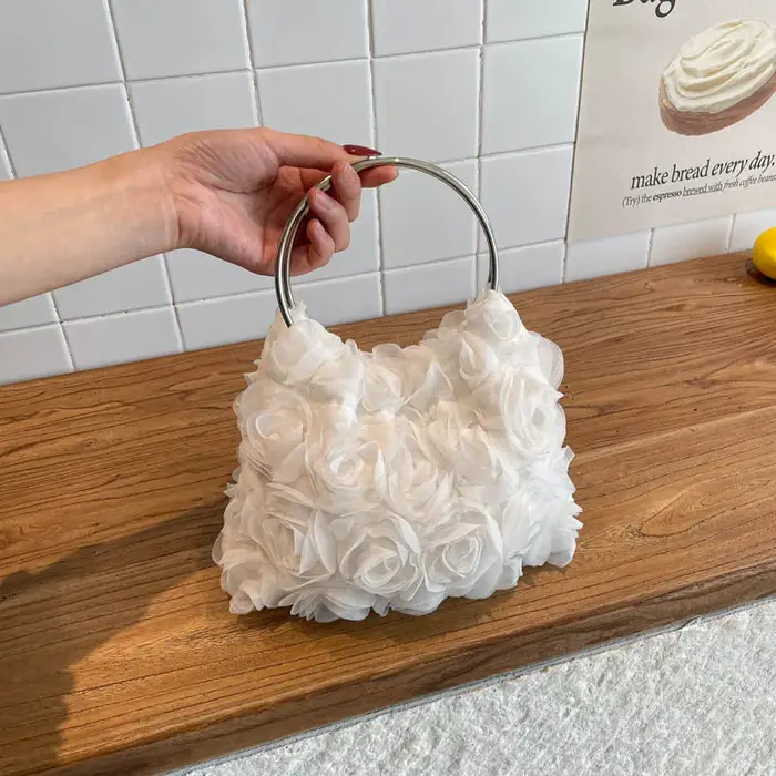 Sacs fourre-tout de luxe à fleurs roses pour femmes, robes de bal pour femmes, sacs élégants pour fe