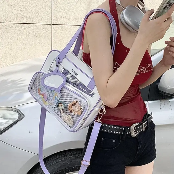 Y2K japonais Harajuku Ita sac pour femmes mignon sac à bandoulière filles Transparent Itabag sac