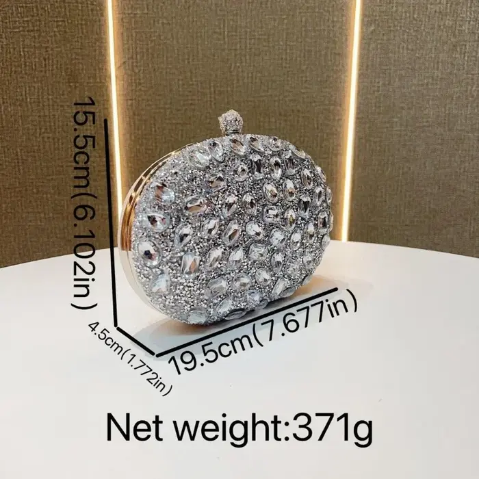 Sacs de soirée de luxe en cristal argenté et diamant doré pour fête d'anniversaire