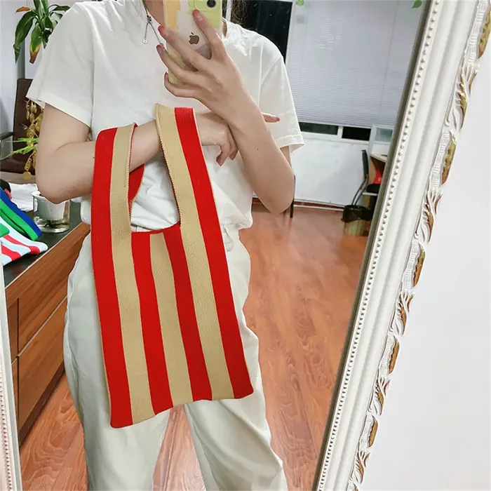 Sacs fourre-tout en tricot rayé sac à bandoulière pour femme mode
