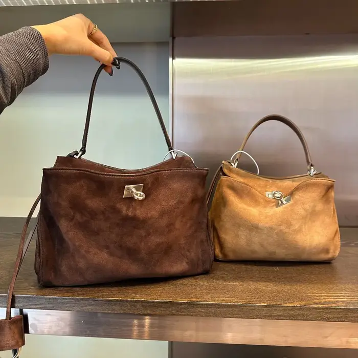 Nouveau Sac Fourre-tout en Daim Rodeo 2025 – Grand Sac à Main Commuter en Cuir Mat avec Poignée Supérieure