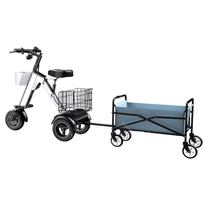 Mini tricycle électrique pour adulte, pliable, avec panier, 36V, 450W, 4 roues, léger, voyage, avec siège, pour femme
