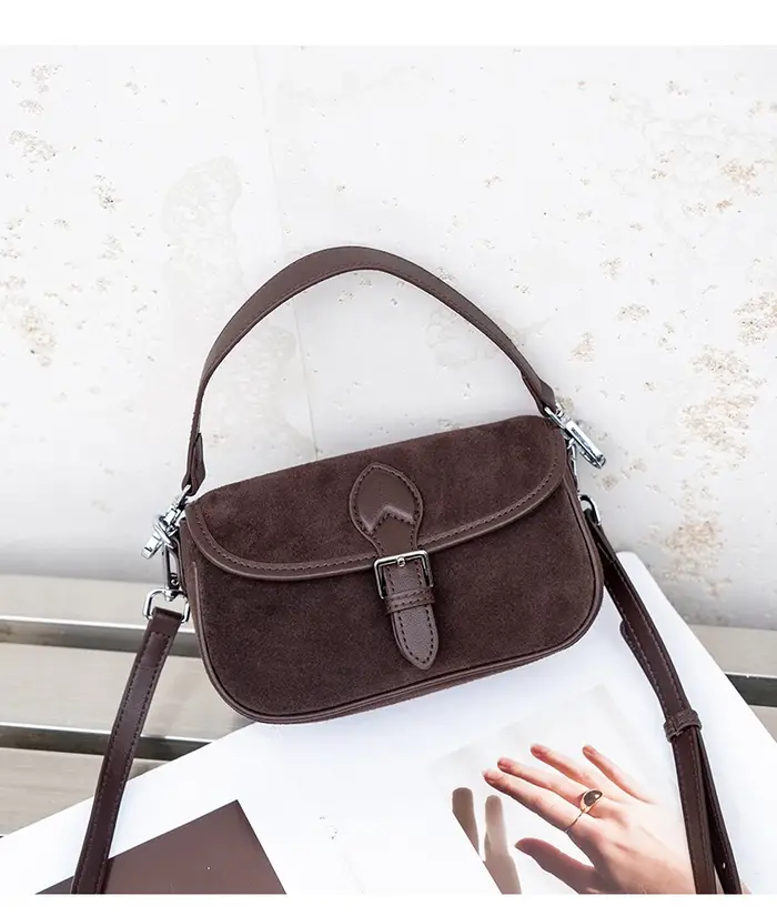 Femmes en cuir de vache petit sac à bandoulière dames rétro daim peau