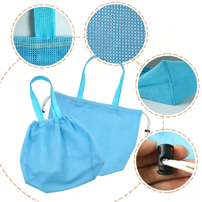 Sac de rangement en maille avec cordon de serrage