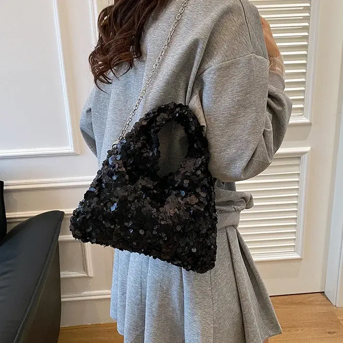 Sac à bandoulière carré à paillettes brillantes pour femmes