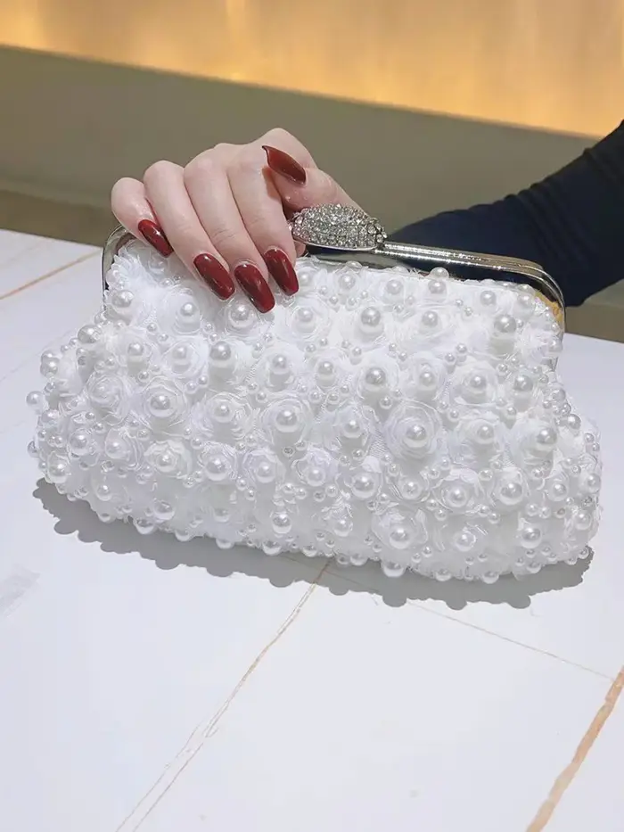Sac à main de soirée perlé pour femme