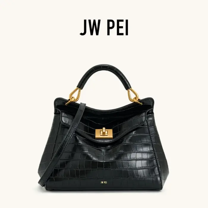 Sac à main JW PEI Lucia en cuir végétalien motif crocodile de luxe avec fermoir rotatif pour femme