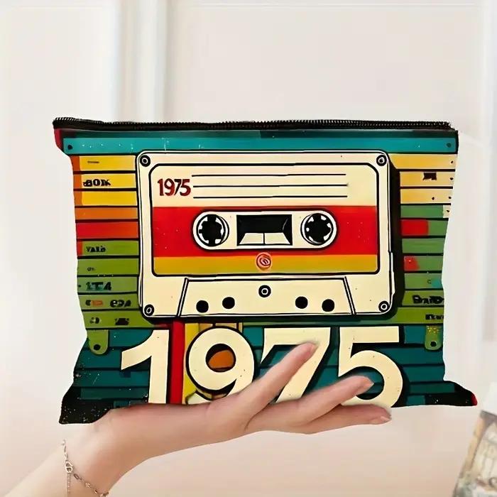 Vintage 1975 Cassette ruban conception sac de maquillage organisateur de voyage femmes sac cosmétique stockage nostalgique accessoire cadeau de vacances