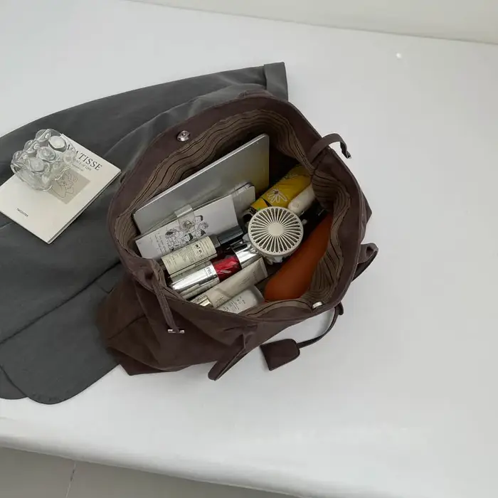 Femmes Sac fourre-tout en daim couleur unie Sac à bandoulière grande capacité sacs à main à la mode sacoche
