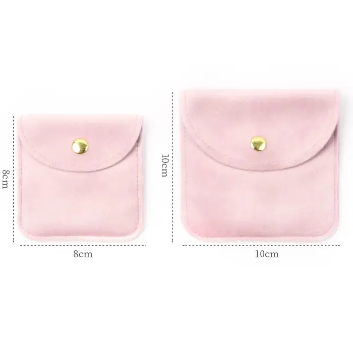 Petite pochette à bijoux en velours avec bouton pression