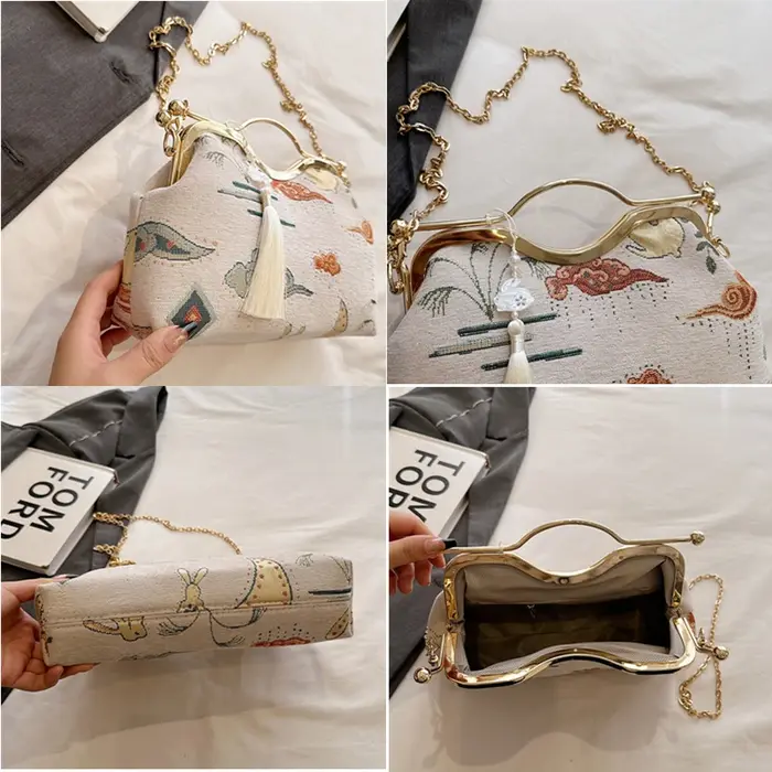 JOinitied-Pochette à franges vintage pour femme