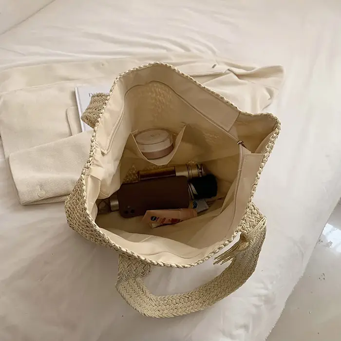 Sac à main d'été en paille tissé à la main pour femme