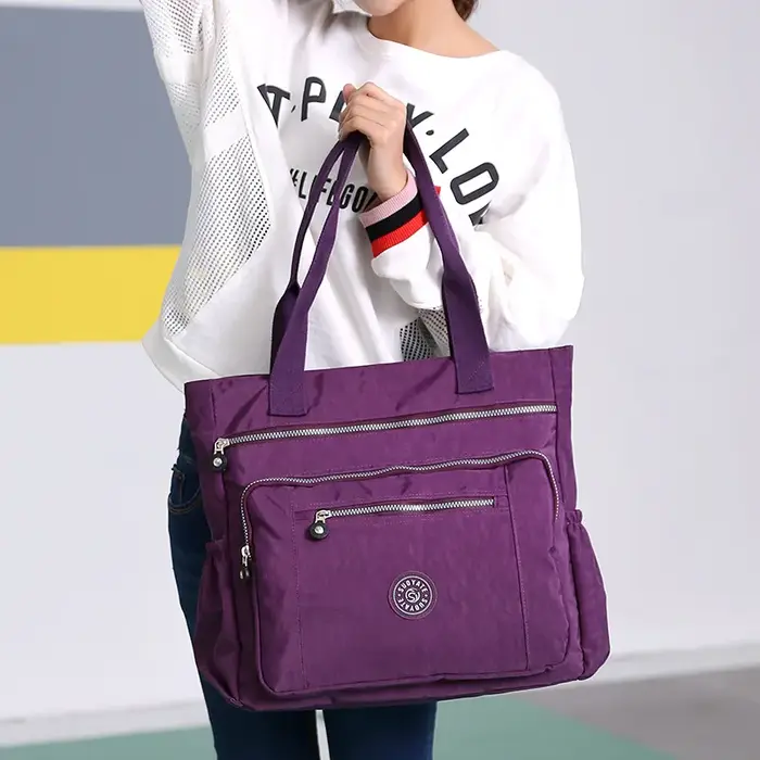 Sac à bandoulière en toile et nylon grande capacité pour femme