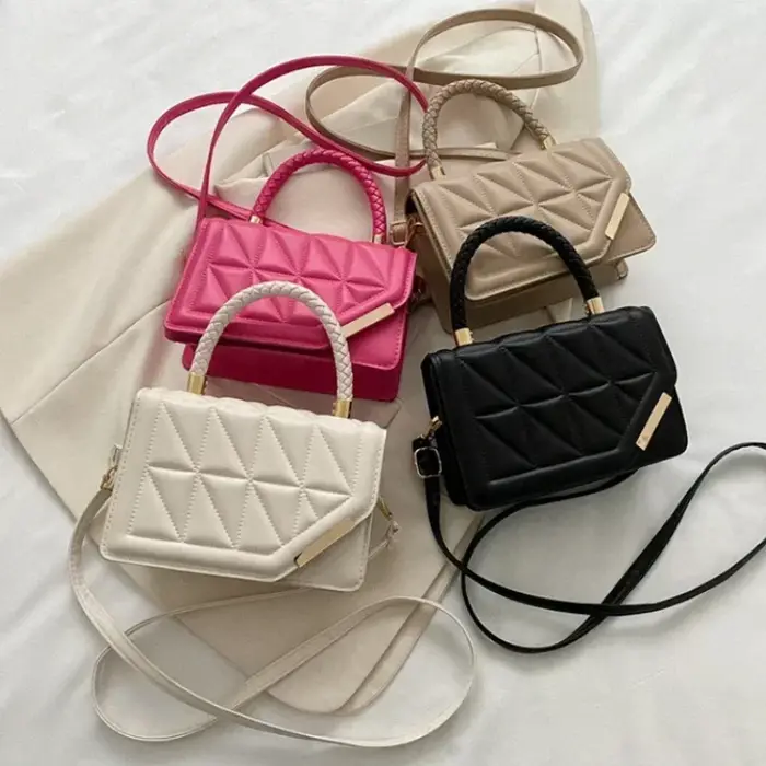 Sac à bandoulière en cuir PU à carreaux pour femmes