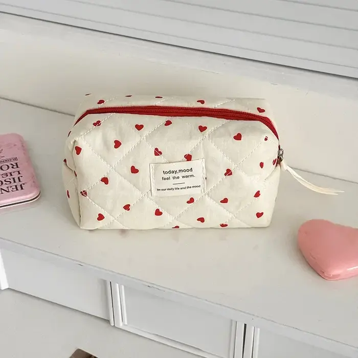 Sac de maquillage matelassé à fermeture éclair pour femmes, sac à cosmétiques pour femmes, sac de ma
