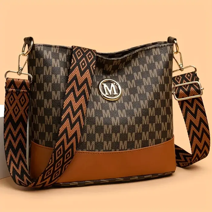 Sac à bandoulière élégant pour femme avec badge « M »
