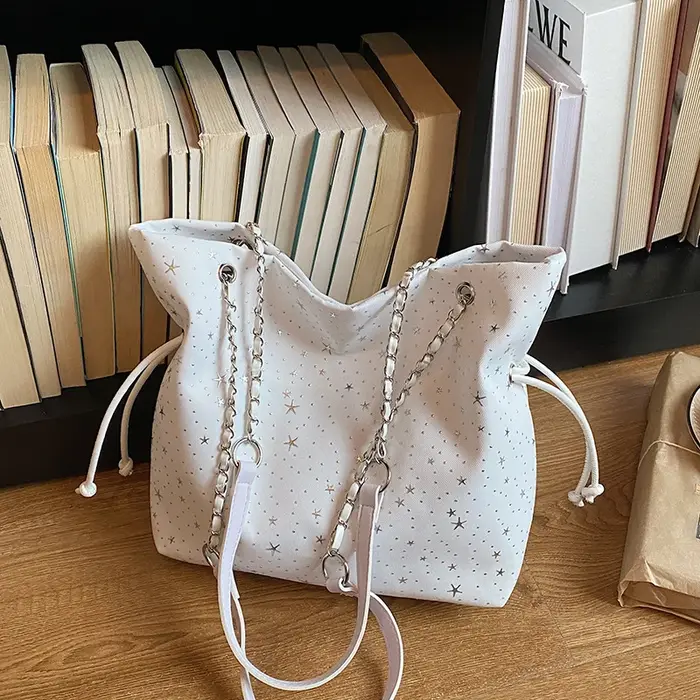 Sac seau à cordon imprimé étoiles pour femmes