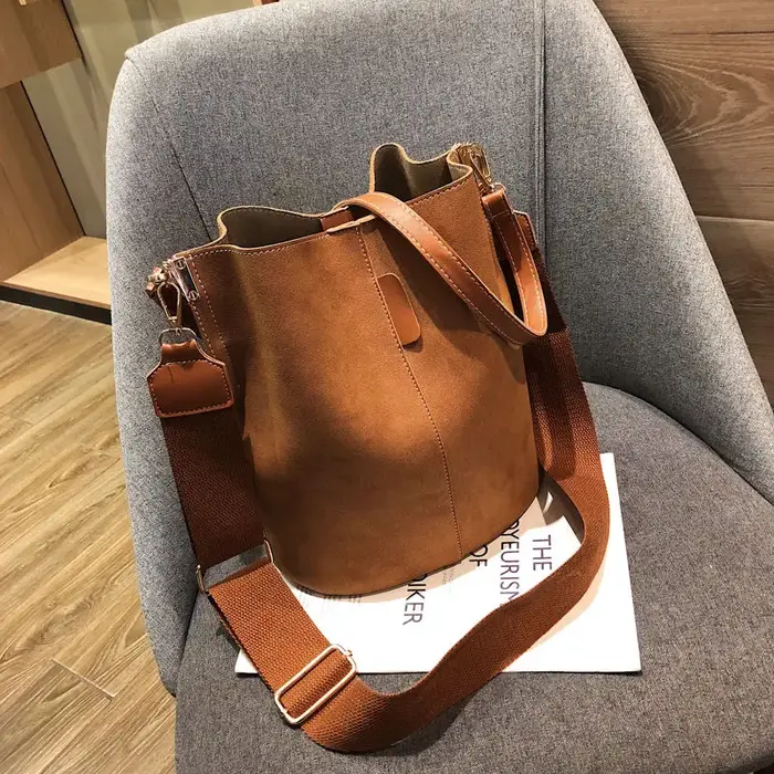 Sac à main de voyage vintage en cuir nubuck PU façon daim