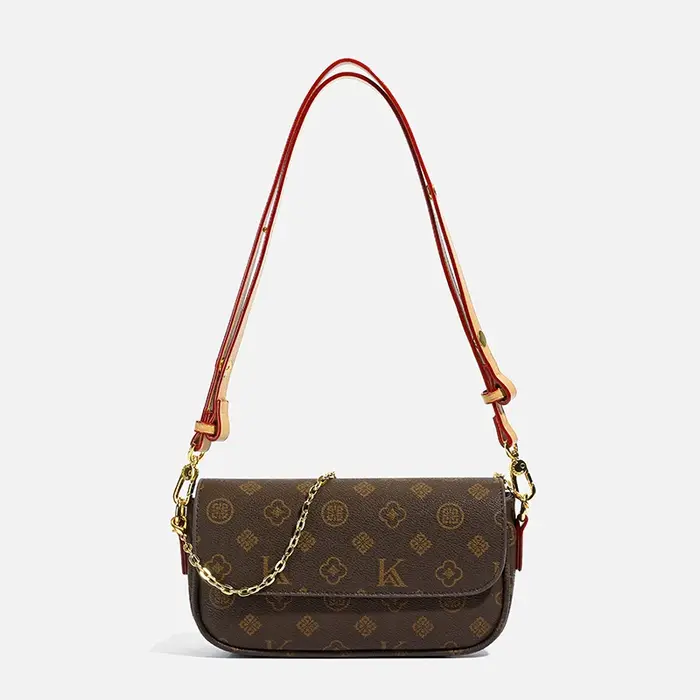 Sac à aisselles à chaîne pour femmes, sac à bandoulière imprimé rétro, sac à bandoulière à la mode e