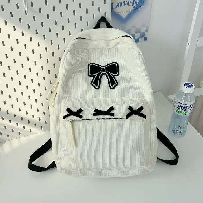 Sacs à dos esthétiques à nœud papillon mignons, sacs d'école légers pour étudiants, sac à dos doux p
