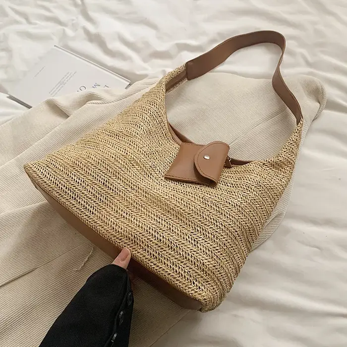 Sac fourre-tout tissé à la main grande capacité pour femme, sac de mode pour les trajets quotidiens,