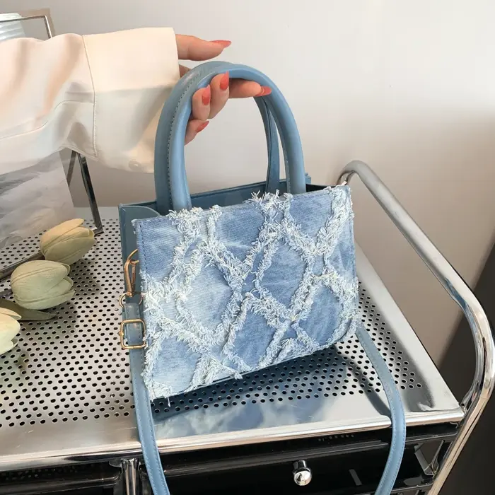 Sacs à main vintage en toile avec pompon pour femmes