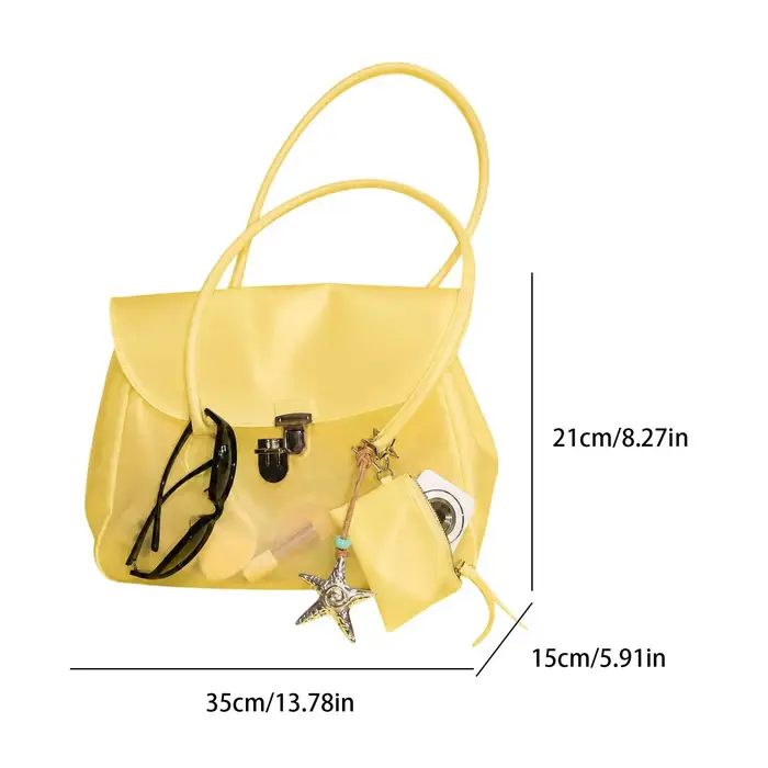 Sac fourre-tout transparent en PVC pour femme, sac à main seau avec poignée supérieure, sac à bandou