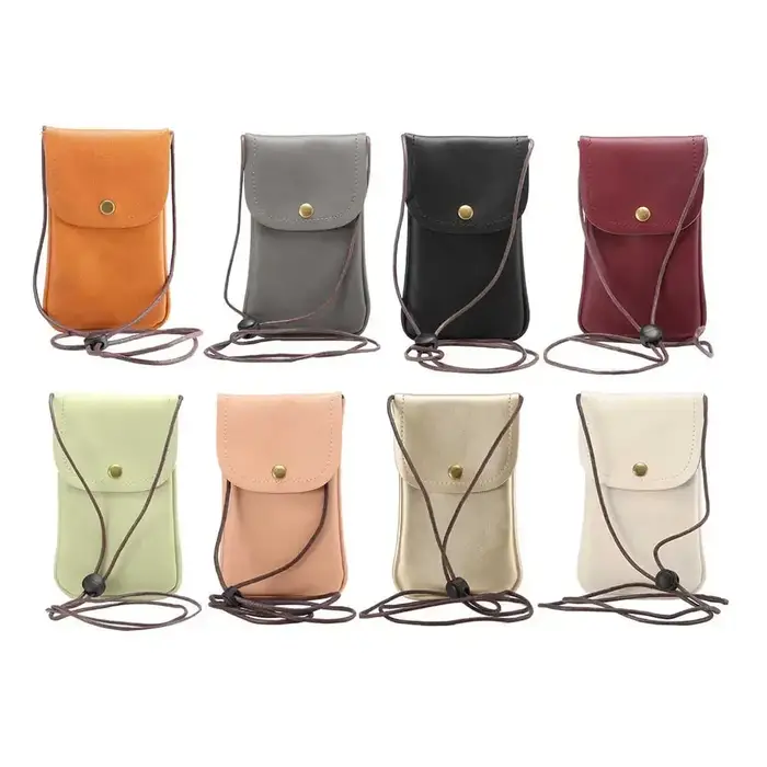 Mini petit sac de téléphone en cuir PU épaule bandoulière portefeuille étui sangle de cou pour iPhon
