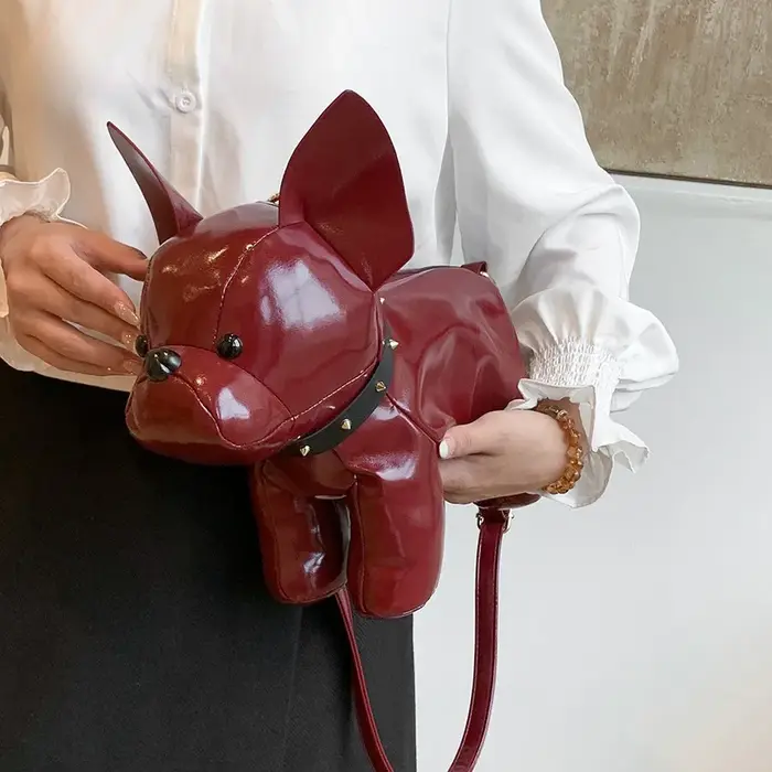 Sac bandoulière créatif en cuir PU en forme de bouledogue français, sac à main fantaisie pour femmes, usage quotidien décontracté.