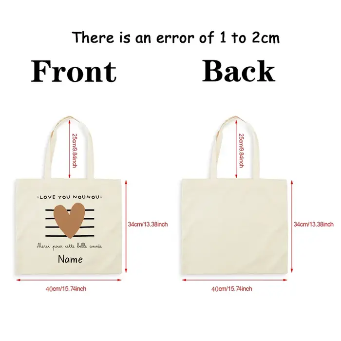 Merci Nounou nom personnalisé sac à main fourre-tout organisateur sacs à provisions réutilisables rangement de voyage