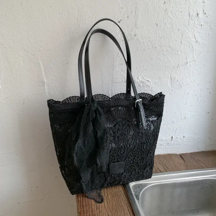 Sac fourre-tout en dentelle avec nœud pour femmes