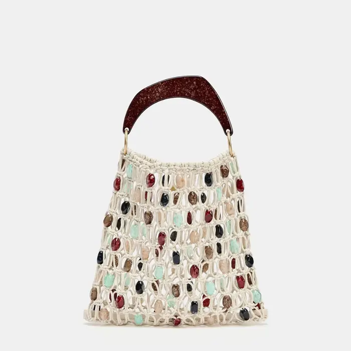 Sac Bohème en Crochet Corde pour Femme, Sacs de Plage Perlés Colorés pour Femme, Sacs à Main et Sacs