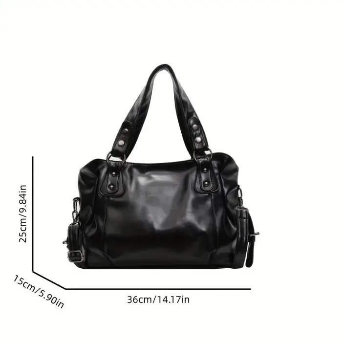 Sac à main en cuir vintage de grande capacité avec fermeture à glissière