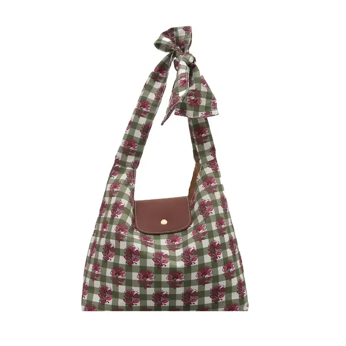 Sac fourre-tout à poignées nœud papillon et motif rayé