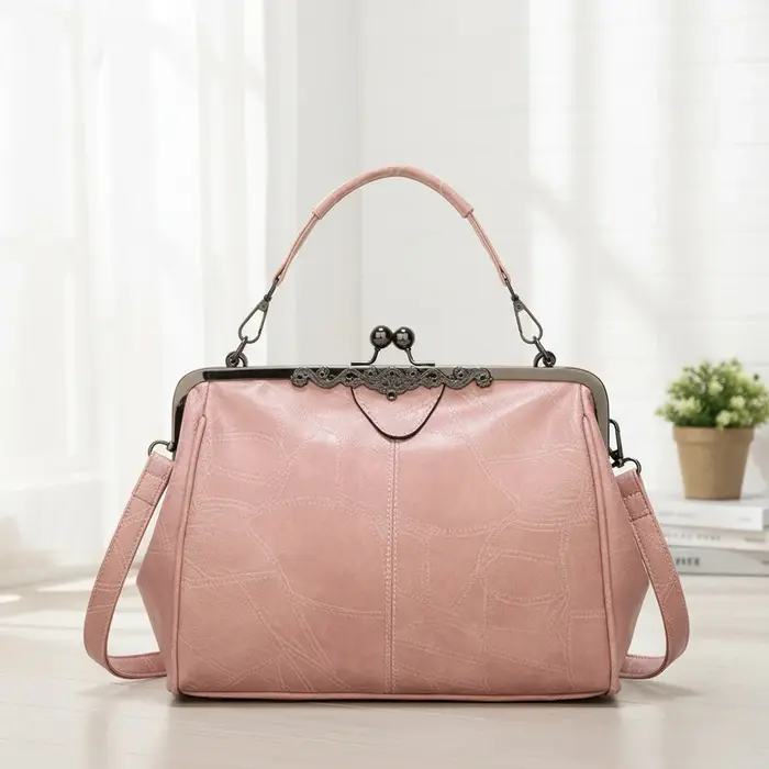 Sac à main à la mode pour femmes, pochette à bandoulière, matériau PU, taille moyenne, conception de boucle de verrouillage, forme douce, carré, usage quotidien