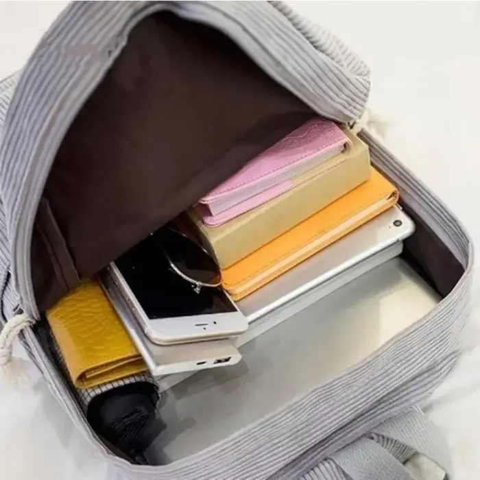 Sac à dos en velours style coréen grande capacité décontracté pour étudiant unisexe tendance pour l'extérieur et le quotidien