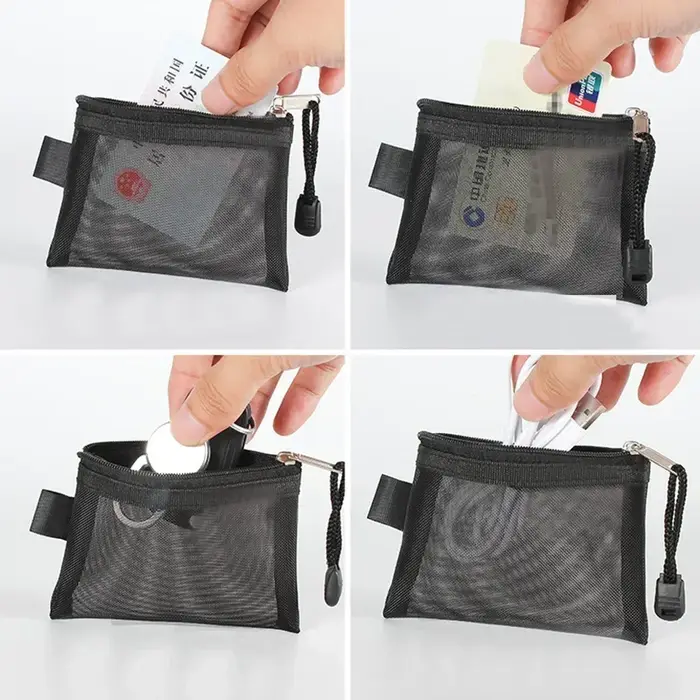 Mini porte-monnaie en Nylon transparent à fermeture éclair