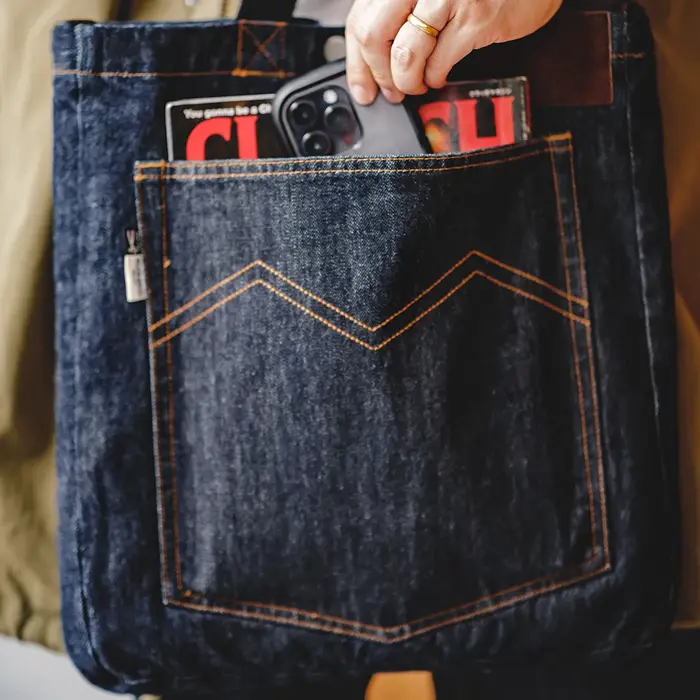 Maden Retro 14oz Sac à bandoulière en denim avec broderie