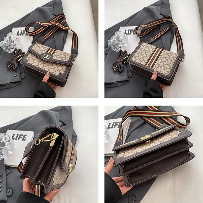 Sac bandoulière classique tendance en PU léger avec rabat