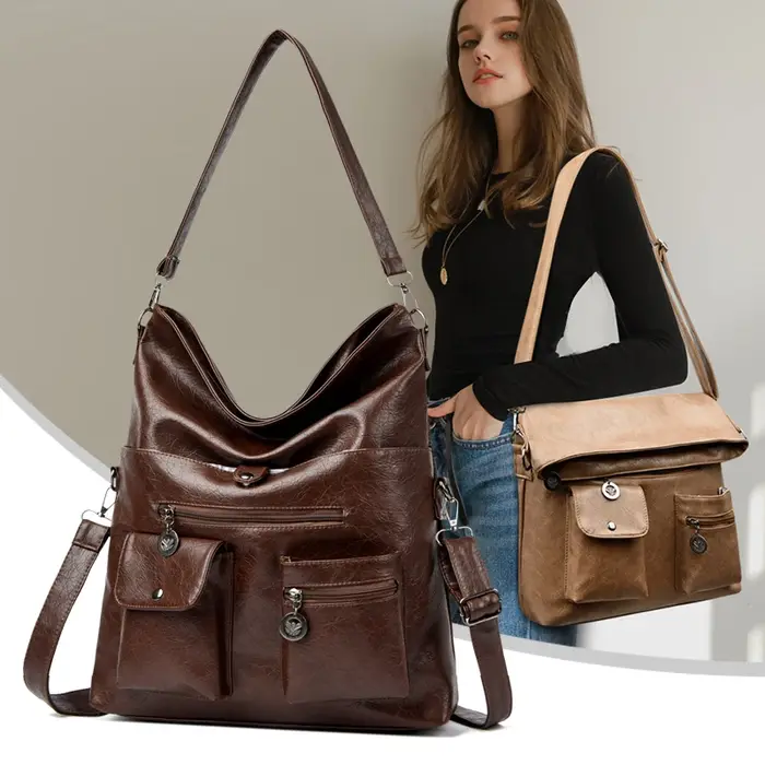 Sac fourre-tout en cuir Pu souple pour femmes