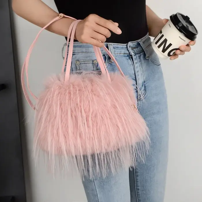 Faux fourrure gland femmes sacs à main