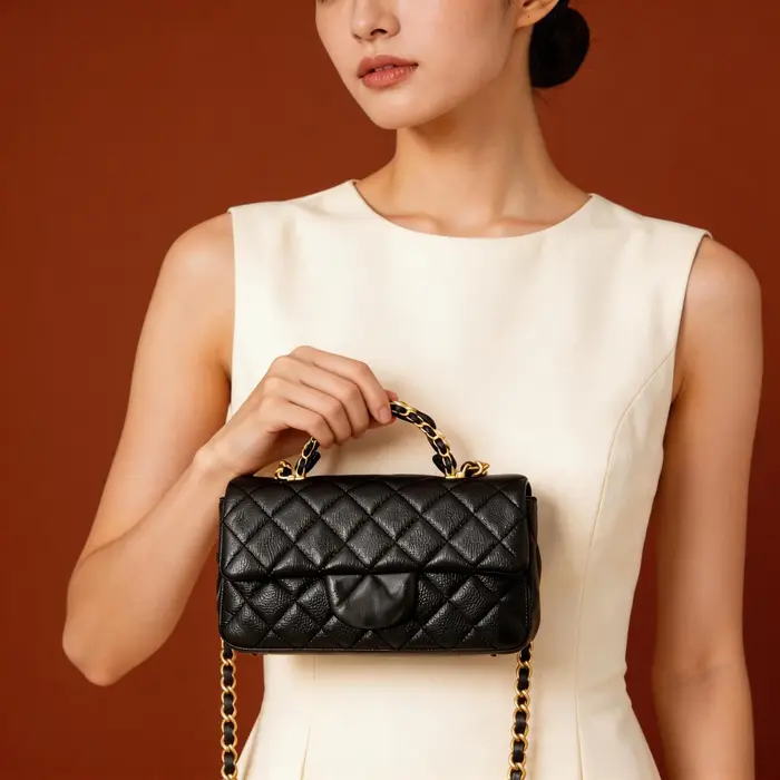 Sac à bandoulière en cuir véritable, un élégant sac à bandoulière matelassé en cuir véritable avec u